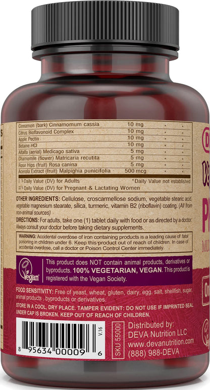 DEVA Vegan Prenatal Multivitamin - Once-Per-Day Formula, 90 Tablets