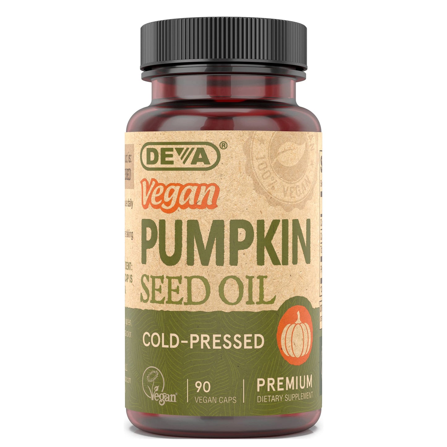 DEVA Vegan Pumpkin Seed Oil 500 mg – Cold-Pressed & Unrefined, 90 Capsules