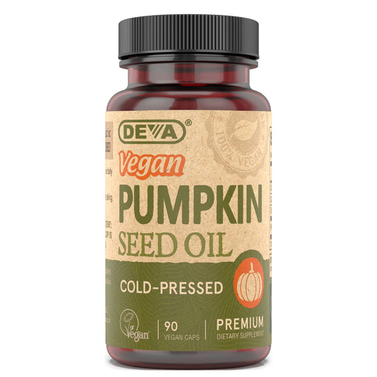 DEVA Vegan Pumpkin Seed Oil 500 mg – Cold-Pressed & Unrefined, 90 Capsules BritishVita | Premium UK Vitamins & Wellness Supplements