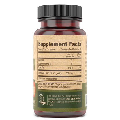 DEVA Vegan Pumpkin Seed Oil 500 mg – Cold-Pressed & Unrefined, 90 Capsules