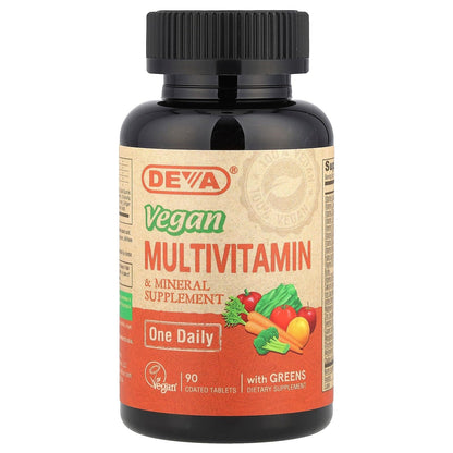 DEVA Tiny Tablets Vegan Multivitamins for Women & Men | Iron, B Complex, C, E, Zinc | Gluten Free 90 Tablets