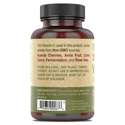 DEVA Vegan Vitamin C - Multisource Plant-Based, Non-GMO, 90 Tablets