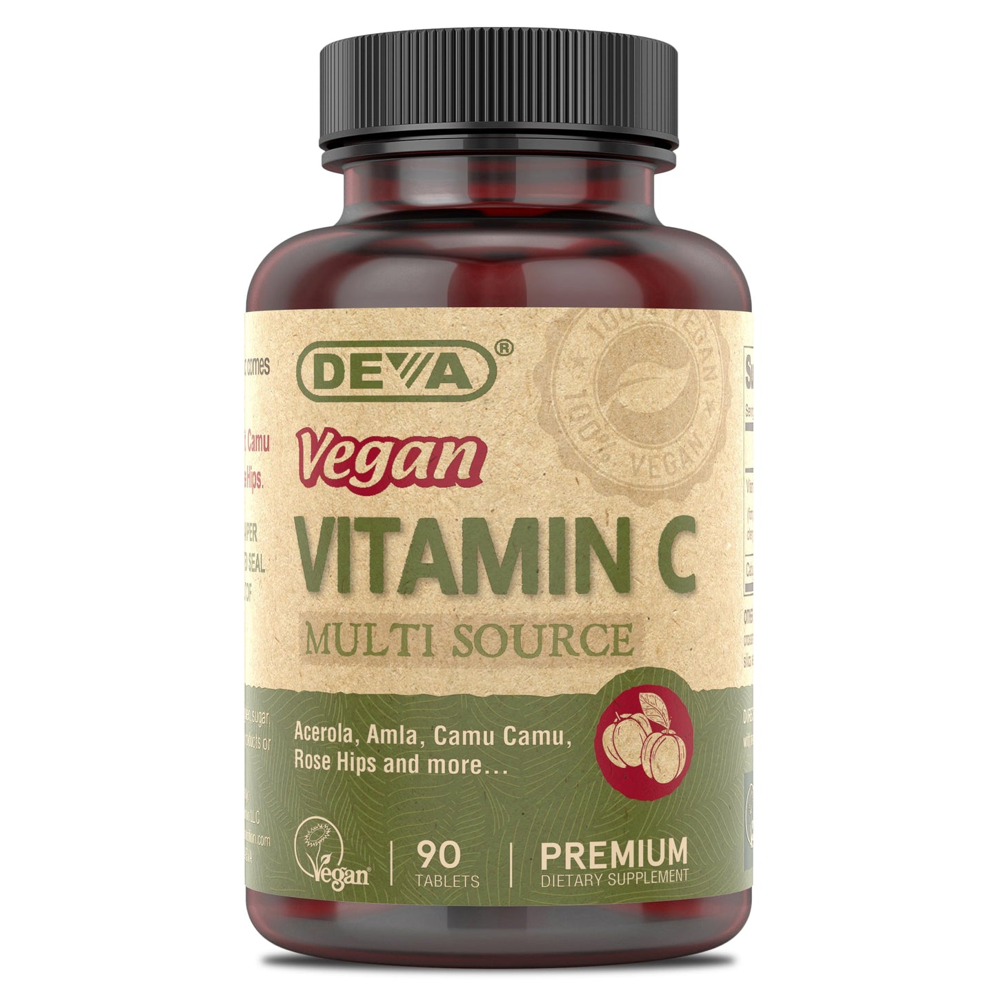 DEVA Vegan Vitamin C - Multisource Plant-Based, Non-GMO, 90 Tablets