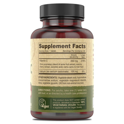 DEVA Vegan Vitamin C - Multisource Plant-Based, Non-GMO, 90 Tablets