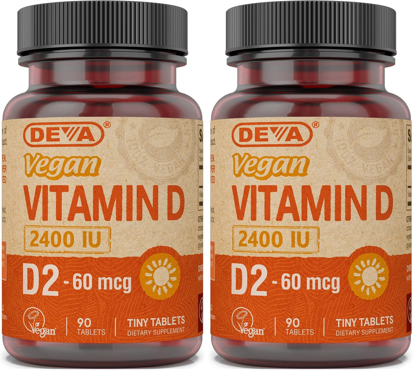 DEVA Vegan Vitamin D2 2400 IU – 90 Tablets, 2-Pack