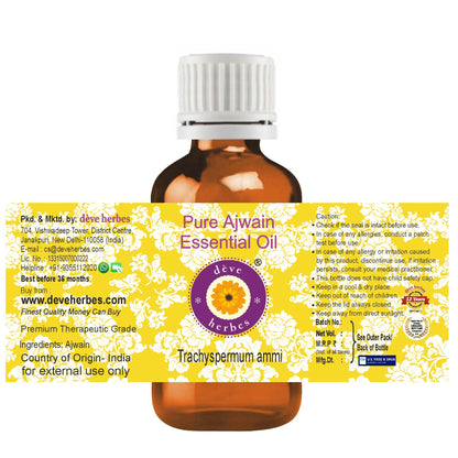 Deve Herbes Pure Ajwain Essential Oil (Trachyspermum ammi) – 30ml (1 oz) | Therapeutic Grade Steam Distilled