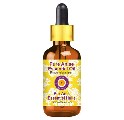 dève herbes Anise Essential Oil (Pimpinella anisum) with Glass Dropper | Pure | Non-Sticky | Non-Greasy | Lightweight | Men & Women | All Skin Types | Steam Distilled 30ml (1 oz)