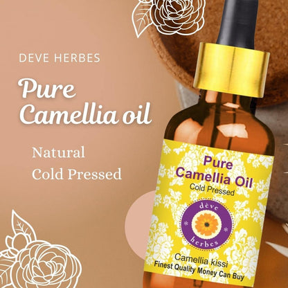 Deve Herbes Camellia Oil (Camellia kissi) – Cold Pressed, Pure & Undiluted 15ml for Skin & Massage