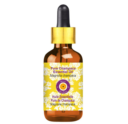Deve Herbes Champaca Essential Oil | Magnolia champaca | 5ml with Glass Dropper | Pure, Lightweight, Non-Greasy