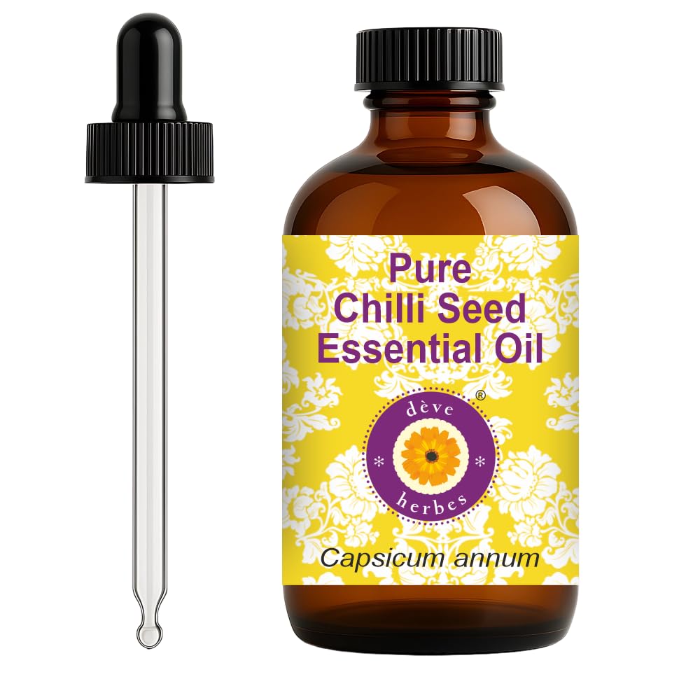 dève herbes Chilli Seed Essential Oil (Capsicum annum) 120ml | Glass Dropper | Pure & Steam Distilled