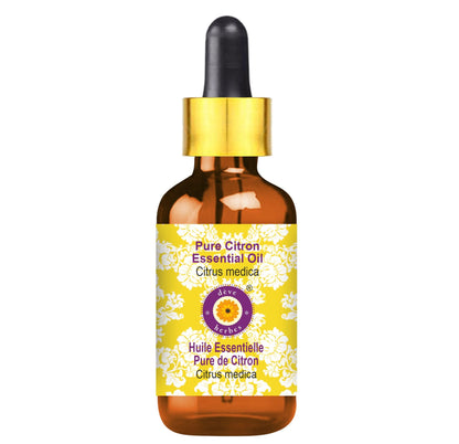 dève herbes Citron Essential Oil (Citrus Medica) – 50ml Steam Distilled, Glass Dropper