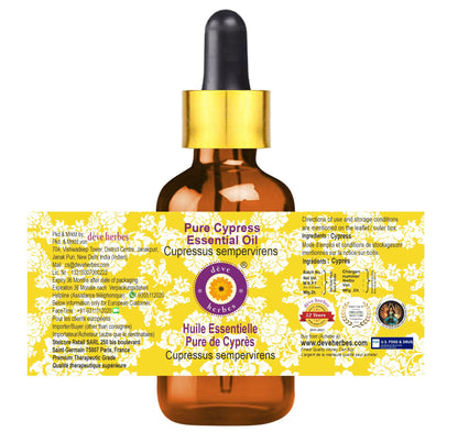 dève Herbes Cypress Essential Oil 5ml – Pure, Non-Greasy, Glass Dropper