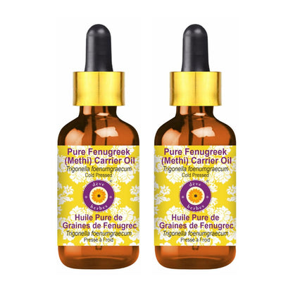Deve Herbes Pure Fenugreek Oil (Methi) – Cold Pressed Carrier Oil, 100ml x 2 (Glass Dropper)