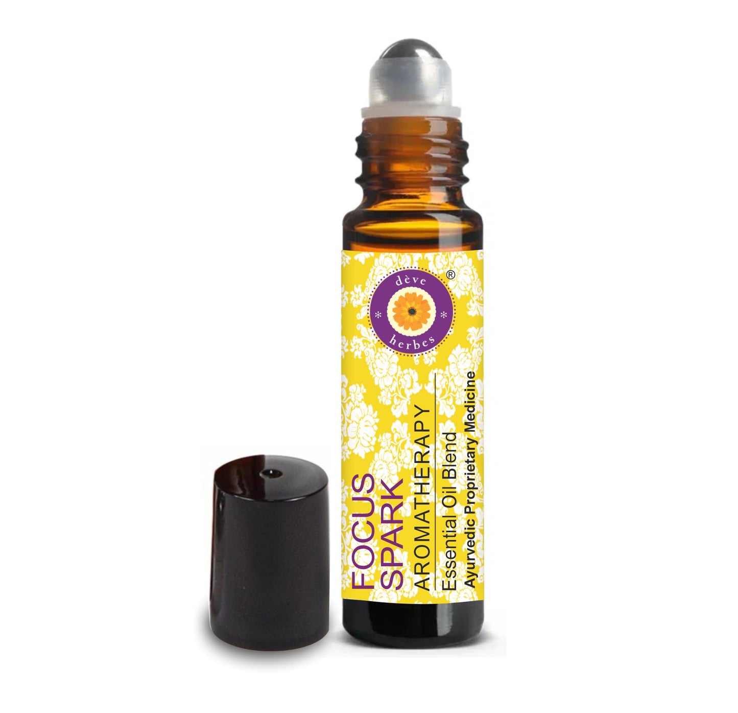 dêve herbes Focus Spark Aromatherapy Essential Oil Blend – Grapefruit, Palmarosa, Fennel Seed, Frankincense, Geranium & Mandarin, 10ml Roll-On