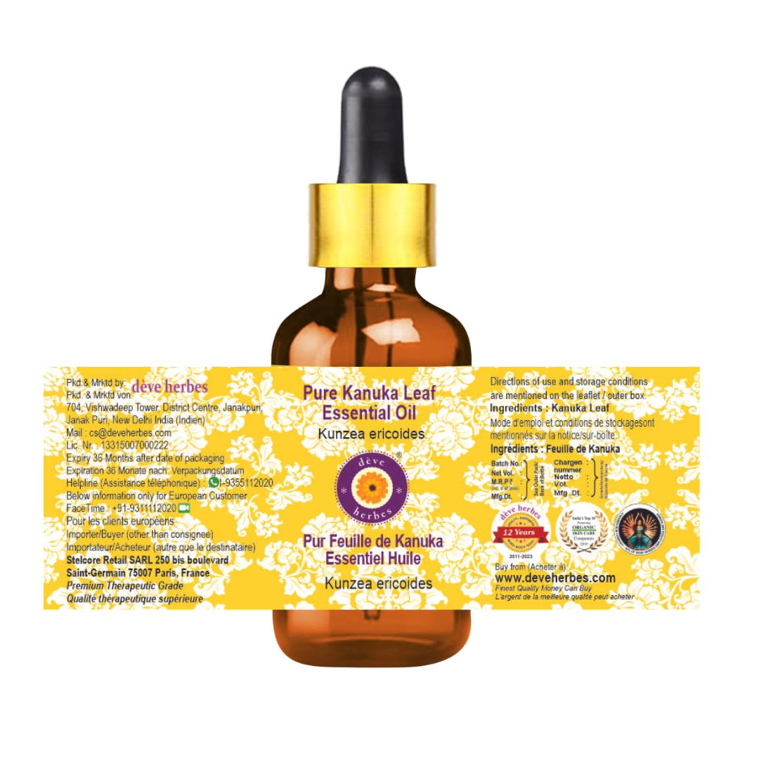 dèVE herbes Kanuka Essential Oil – Kunzea ericoides | 5ml Steam Distilled with Glass Dropper