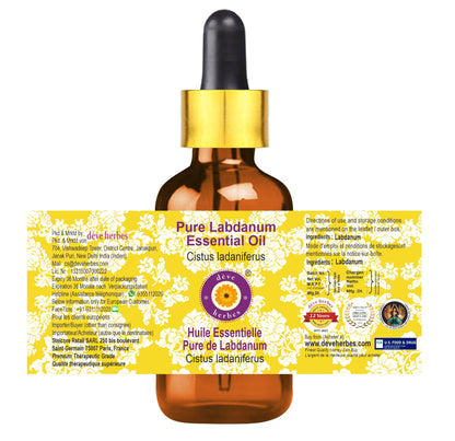 dève herbes Labdanum Essential Oil 50ml | Steam Distilled Cistus ladaniferus | Glass Dropper