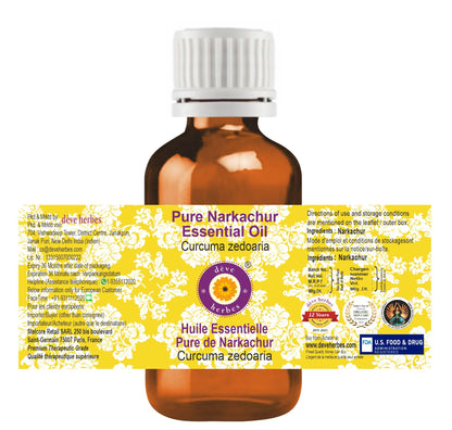 dève herbes NAR Kachur Essential Oil (Curcuma zedoaria) Pure | Non-Sticky | Non-Greasy | Lightweight | Men & Women | All Skin Types | Steam Distilled 30ml (1 oz)