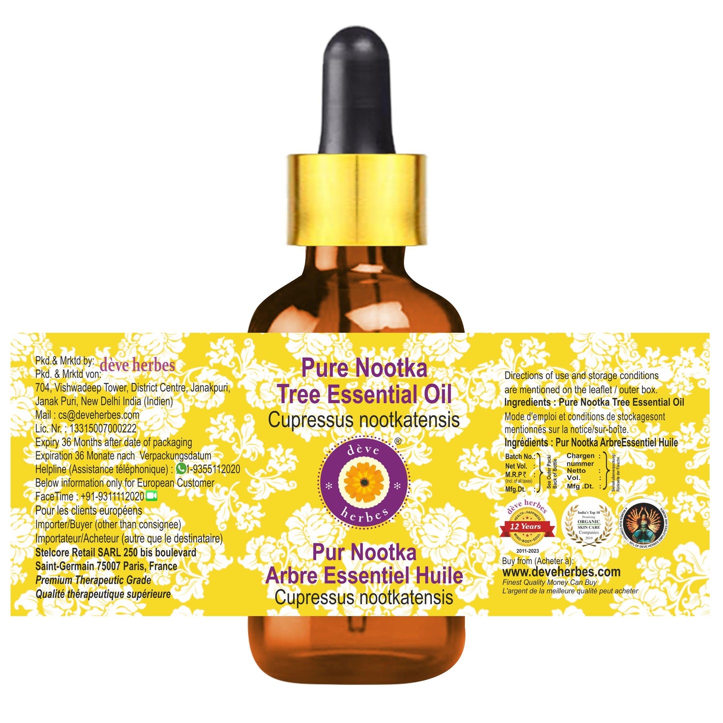 Deve Herbes Pure Nootka Tree Essential Oil 5ml – Glass Dropper