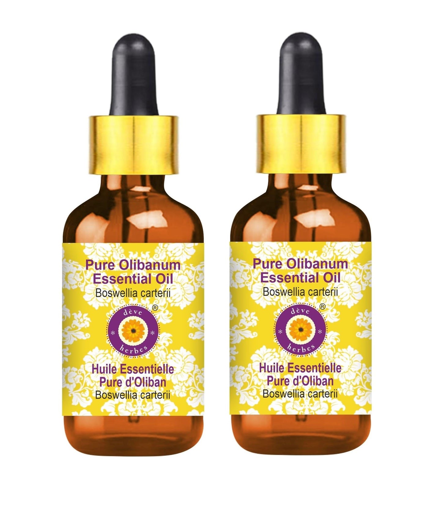 dève herbes Olibanum Essential Oil (Boswellia carterii) with Glass Dropper - 100ml x 2 | Pure, Steam Distilled