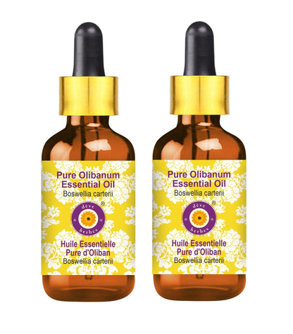 dève herbes Olibanum Essential Oil (Boswellia carterii) with Glass Dropper - 100ml x 2 | Pure, Steam Distilled