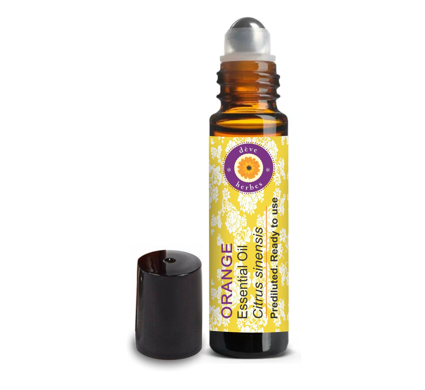 deve-herbes Orange Essential Oil Roll-On Prediluted 10ml for Aromatherapy and Skin (Kids & Adults)