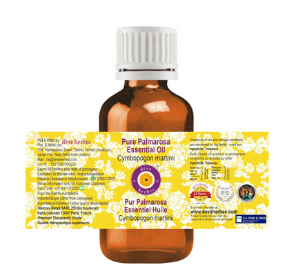 dève herbes Palmarosa Essential Oil - Pure, Steam Distilled, 15ml (0.5 oz)