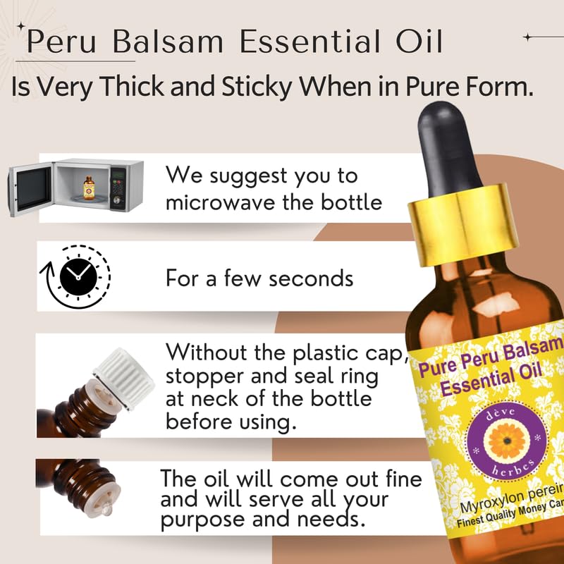 dèvre Herbes Peru Balsam Essential Oil (Myroxylon pereirae) – Pure, Steam-Distilled 30ml (1 oz) | Unisex