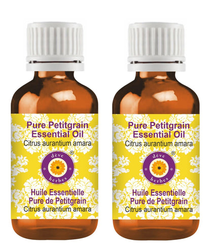 Deve Herbes Petitgrain Essential Oil (Citrus aurantium Amara) – Steam Distilled, 100ml x2