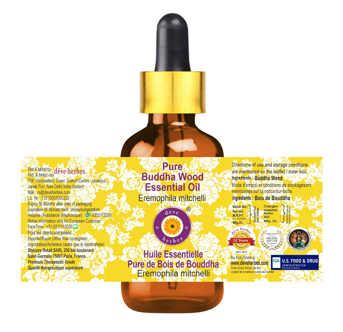 Deve Herbes Pure Buddha Wood Essential Oil (Eremophila mitchellii) – Steam Distilled, 5ml with Glass Dropper
