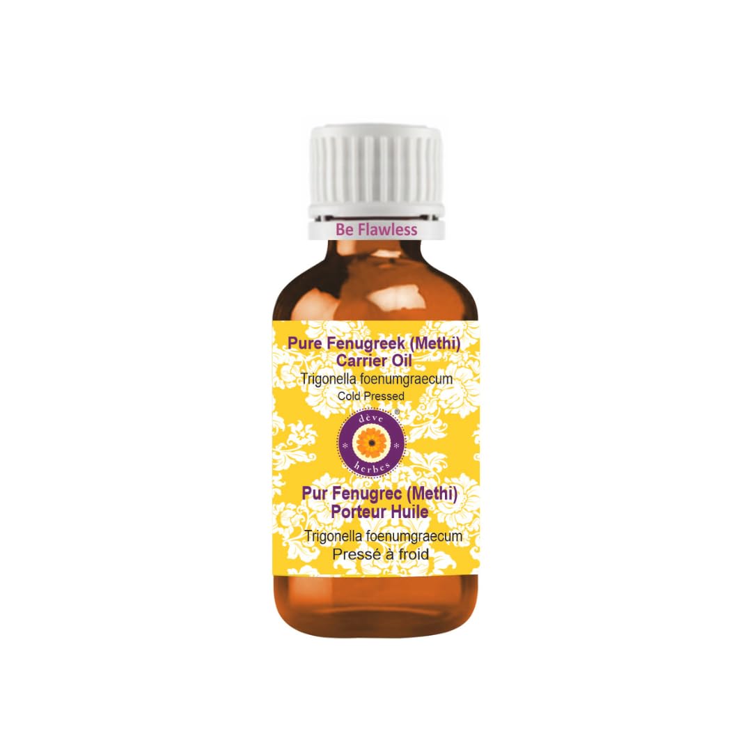 Deve Herbes Pure Fenugreek Carrier Oil (Methi) - Trigonella foenumgraecum - 100% Natural Therapeutic Grade Cold Pressed 100ml