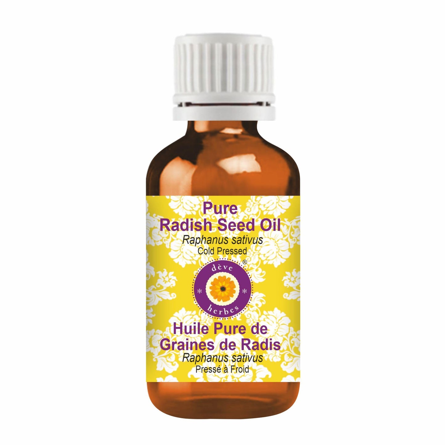 Deve Herbes Radish Seed Oil (Raphanus sativus) | Cold Pressed | Pure | Natural | Undiluted | For Diluting Essential oils | For Skin & Massage | Non-Sticky| Lightweight| Men & Women | 30ml (1 oz)