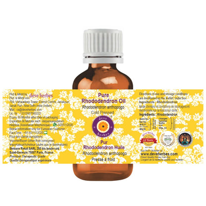Deve Herbes Rhododendron Oil – Cold Pressed Pure Carrier Oil for Skin & Massage, 10ml