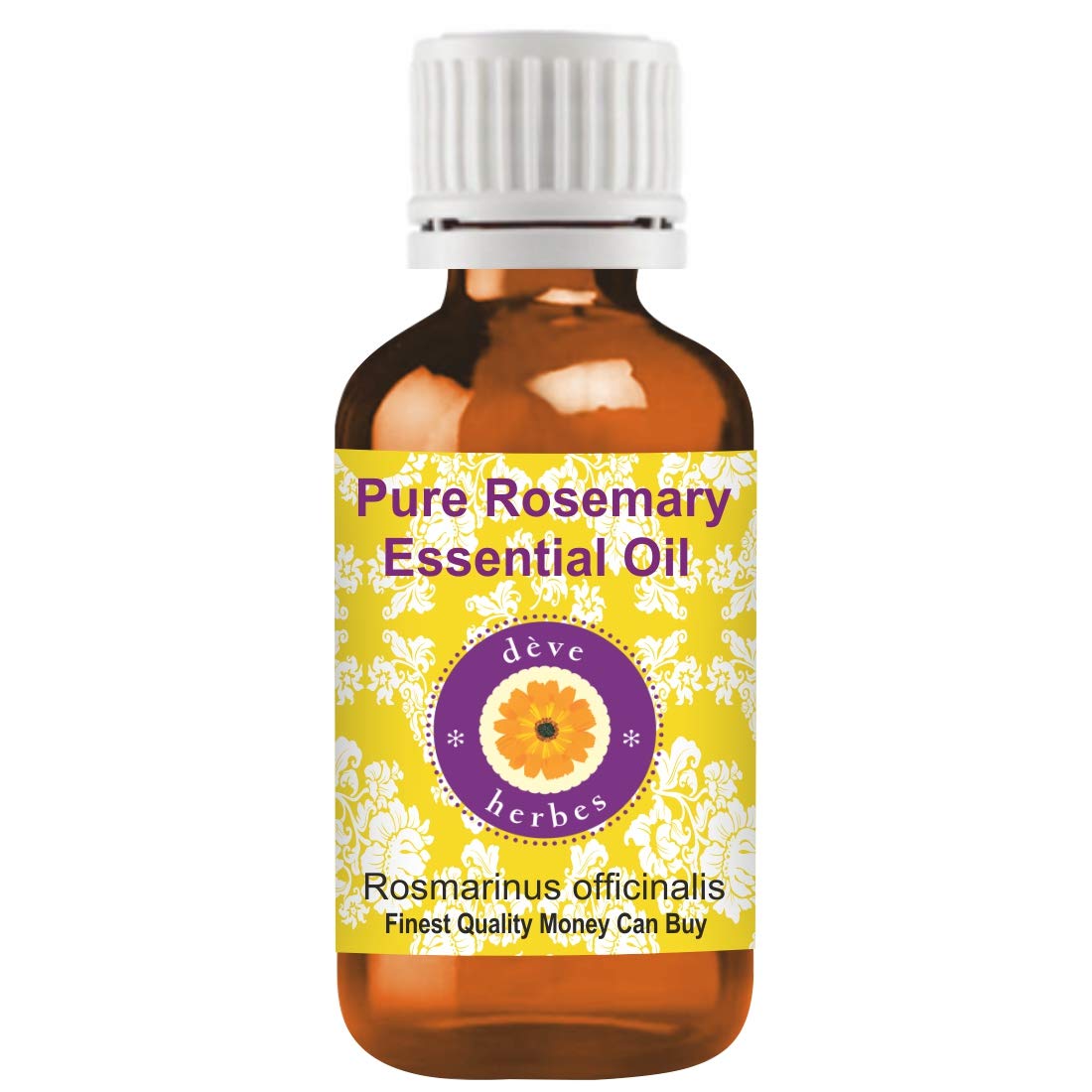 Deve Herbes Pure Rosemary Essential Oil (Rosmarinus officinalis) Steam Distilled 100ml (3.38 oz)