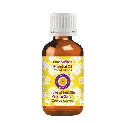 dève herbes Saffron Essential Oil (Crocus sativus) - Pure, Lightweight 5ml - Non-Sticky, Non-Greasy - All Skin Types