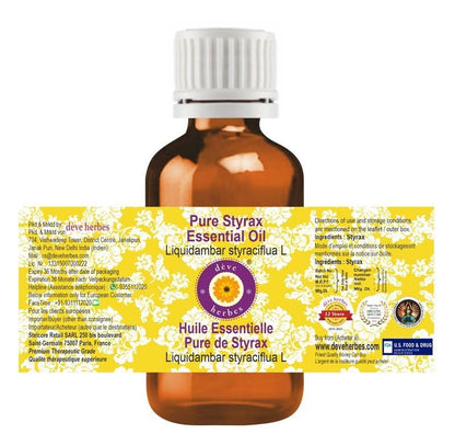 Deve Herbes Pure Styrax Essential Oil (Liquidambar styraciflua L) – Steam Distilled, 10ml