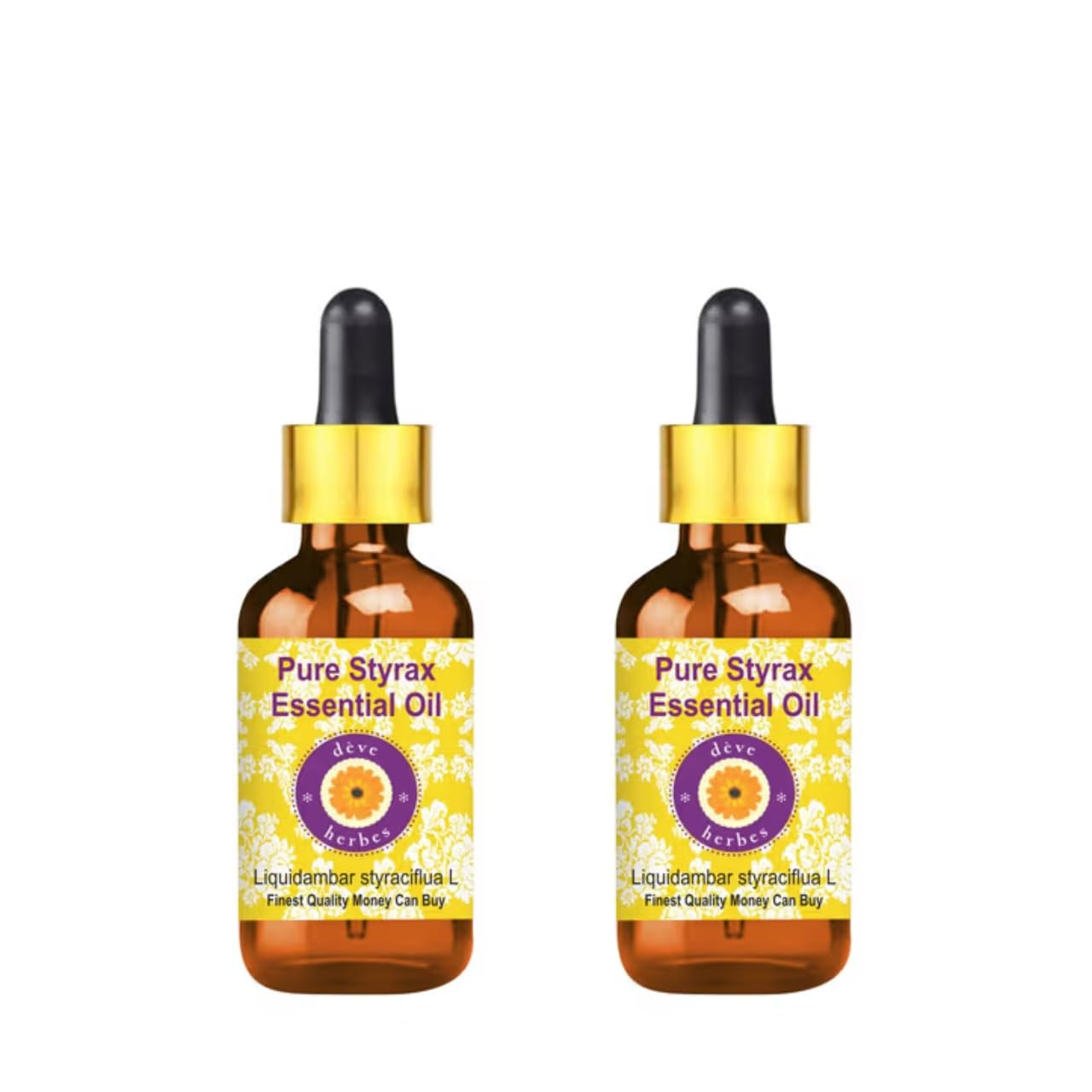 Deve Herbes Styrax Essential Oil (5ml x 2) – Steam Distilled, Amber Glass, Non-Sticky