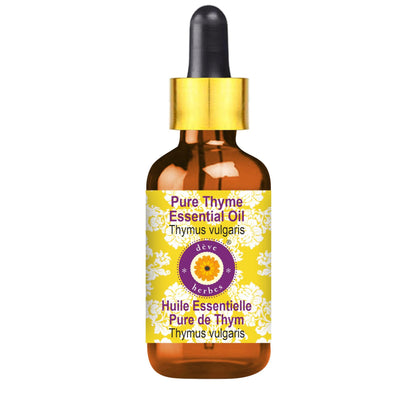 dève herbes Thyme Essential Oil - Thymus vulgaris, Steam Distilled, 10ml Glass Dropper