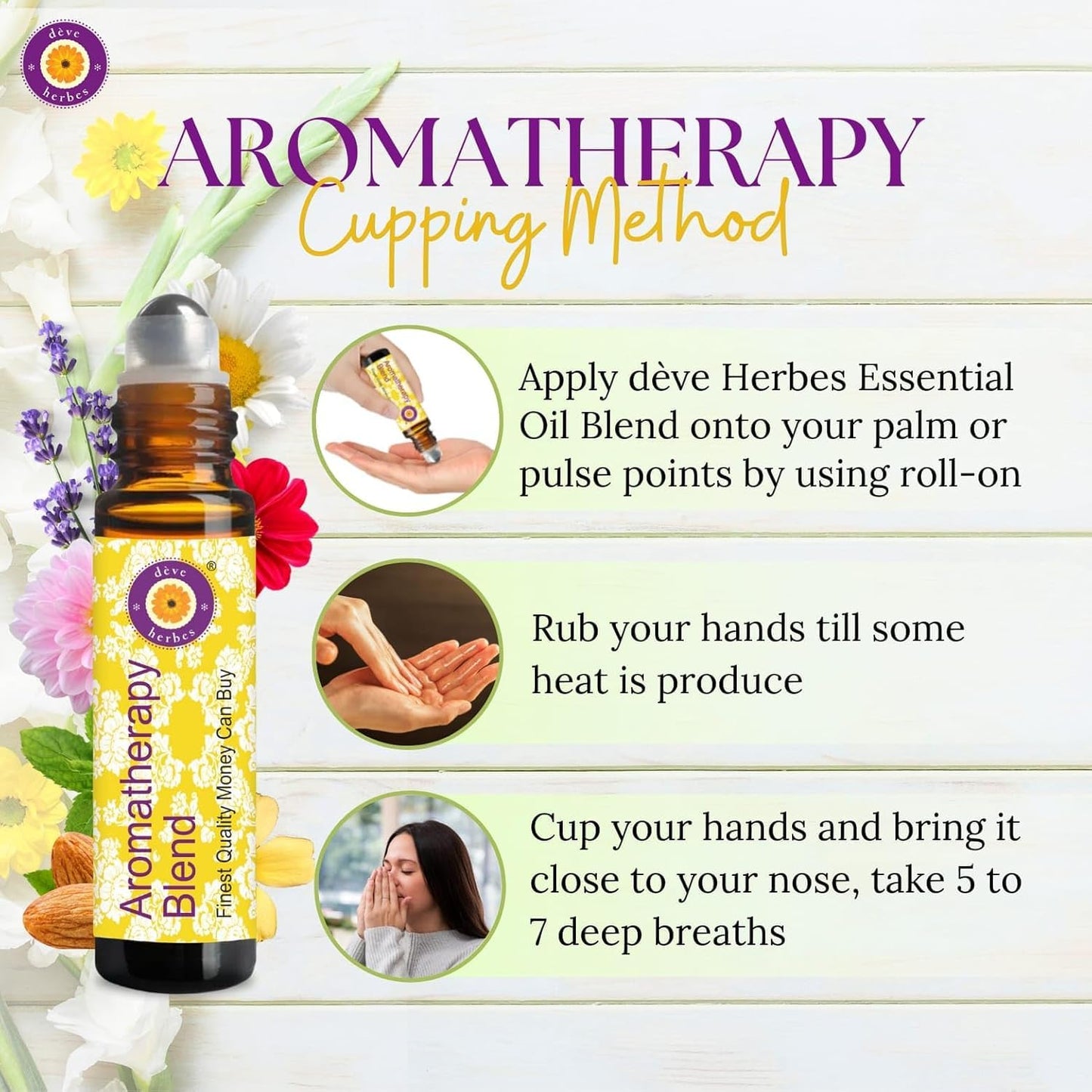 déve herbes Uplifting and Refreshing Aromatherapy Essential Oil Blend – Spearmint, Lemon, Cajeput, Ginger, Frankincense & Nutmeg (10ml Roll-On)