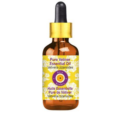 Deve Herbes Vetiver Essential Oil 30ml – Steam Distilled, Glass Dropper