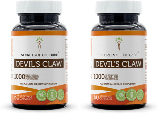 Secrets of the Tribe Devil's Claw – 60 Capsules, 1000 mg each (Pack of 2) BritishVita | Premium UK Vitamins & Wellness Supplements