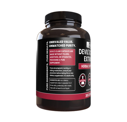 Pure Original Devil's Claw – 365 Capsules, No Magnesium or Rice Fillers, Lab Verified