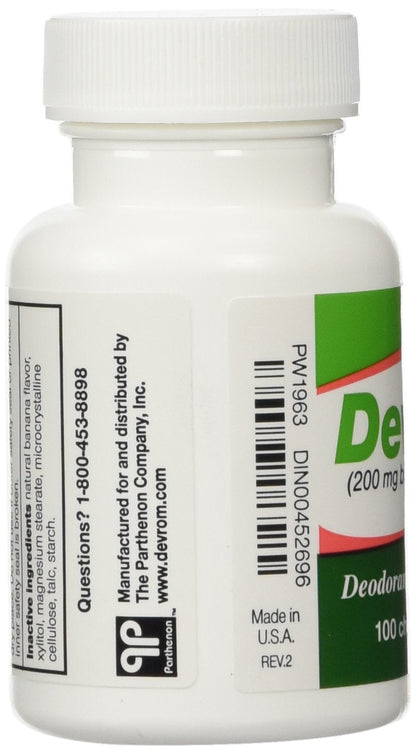 Devrom Tablets (Internal Deodorant) 200mg – 100 Chewable Tablets
