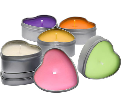 DEYBBY Scented Soywax Tea Light Candles – Heart Shaped, 6 Hours Burn Time, Silver Travel Tin