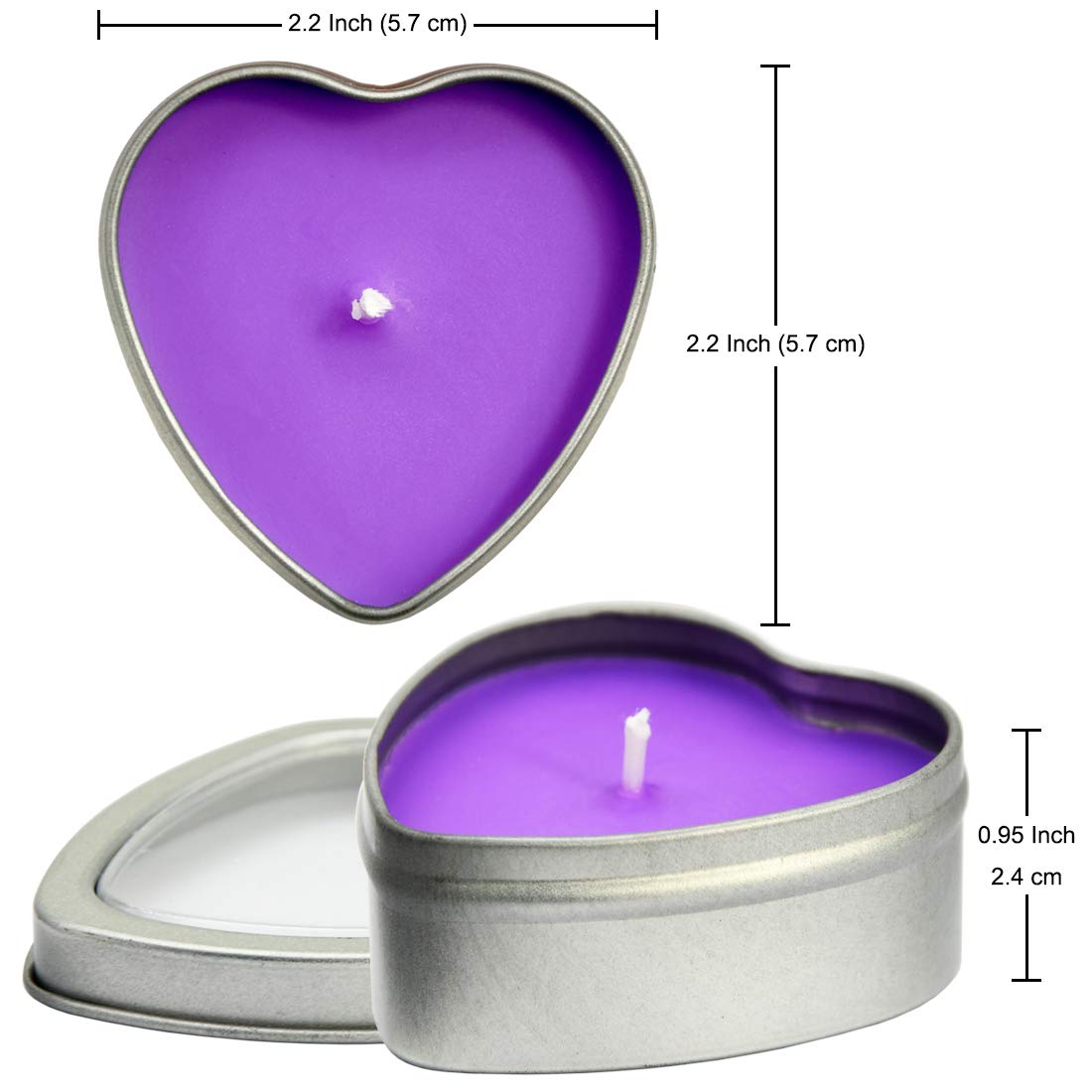 DEYBBY Scented Soywax Tea Light Candles – Heart Shaped, 6 Hours Burn Time, Silver Travel Tin