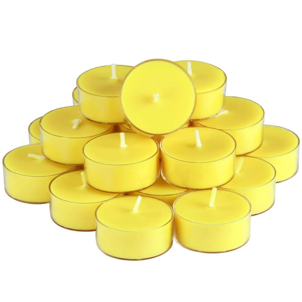 DEYBBY Lemon Scented Soy Wax Tealight Candles – 24-Pack, 4-Hour Burn