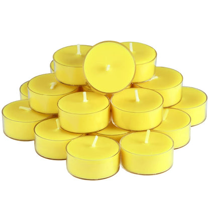 DEYBBY Lemon Scented Soy Wax Tealight Candles – 24-Pack, 4-Hour Burn