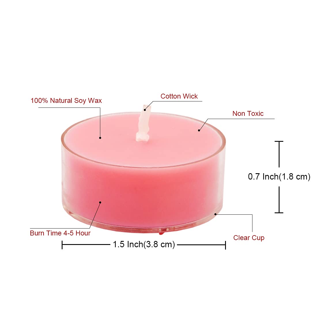 DEYBBY Rose Scented Soy Tealight Candles – 36-Pack (4h)