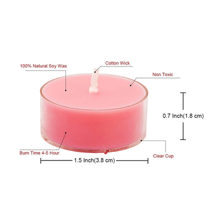 DEYBBY Rose Scented Soy Tealight Candles – 36-Pack (4h)