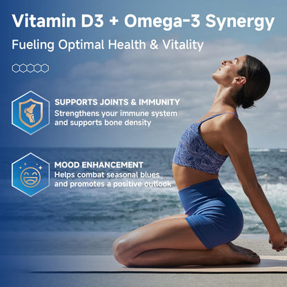 Advanced Omega-3 Fish Oil 2000mg – DHA, EPA, ALA | Heart, Brain & Joints Support – Vitamin D3 & E – 120 Softgels