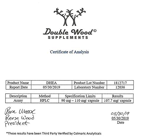 DHEA 100mg - 180 Capsules | Max Strength 6 Month Supply | Third-Party Tested | Hormone Balance & Healthy Aging | Double Wood